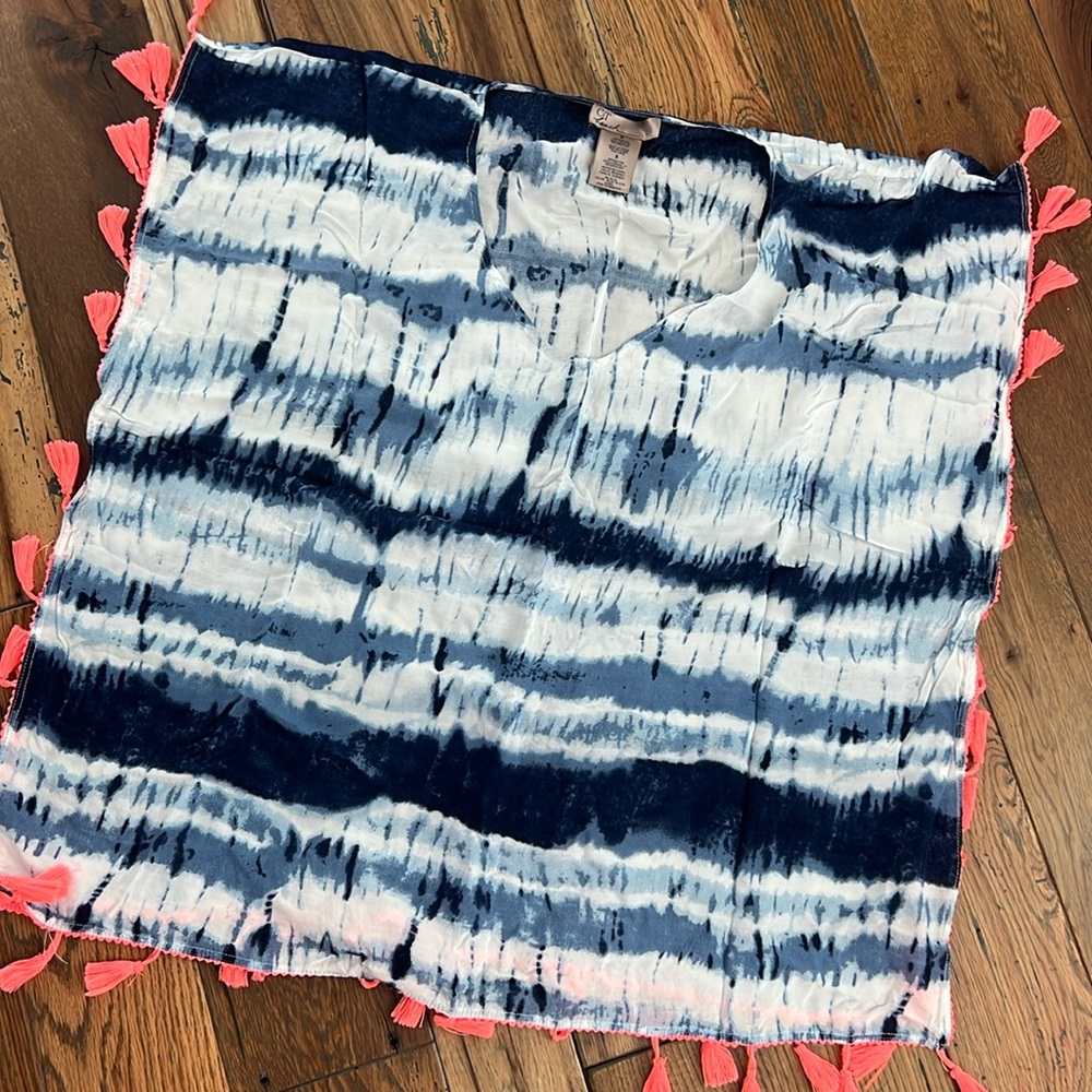 Tie-Dye Swim Coverup with Tassels